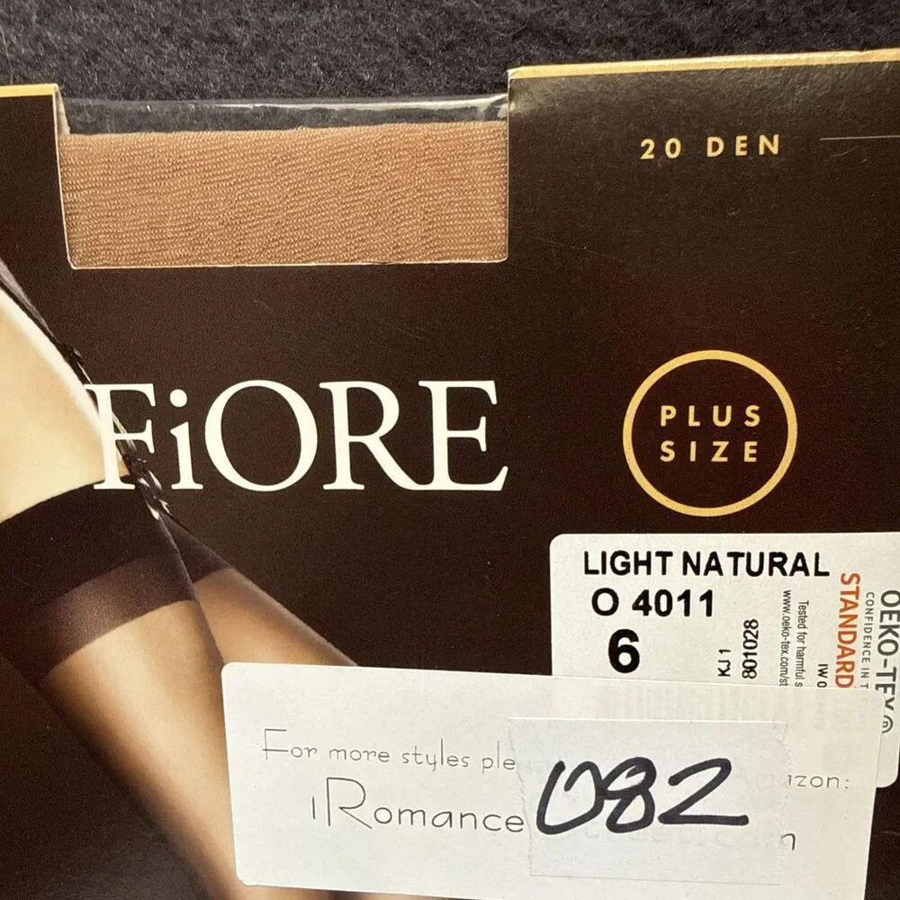 FiORE Plus Size Justine 20 Den Stockings Sensual Nude  Light Natural For Garters